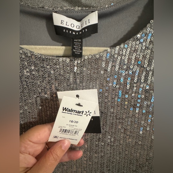 Eloquii Silver Sequin Top - Picture 3 of 5